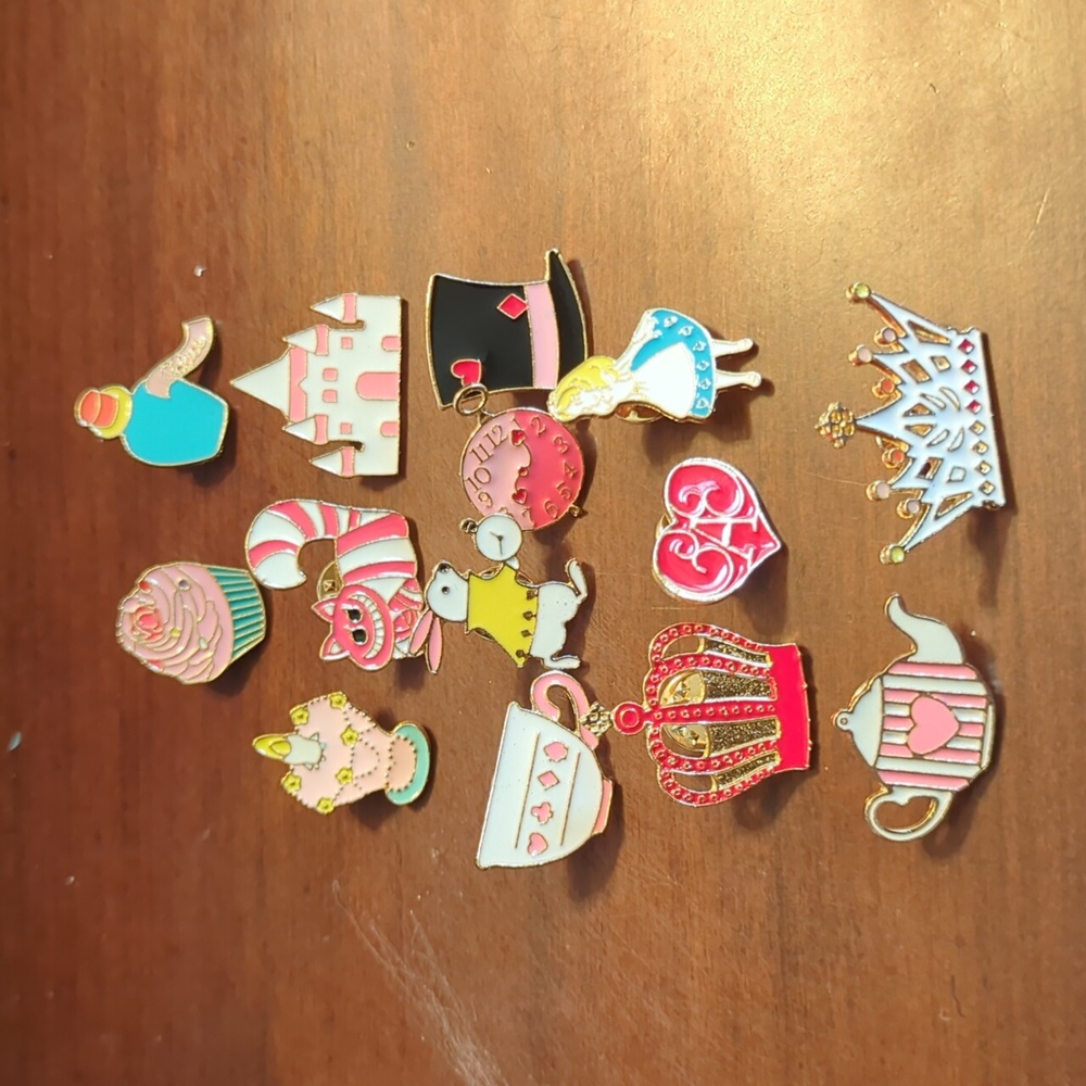 Lot of 14 Alice in Wonderland Enamel pins